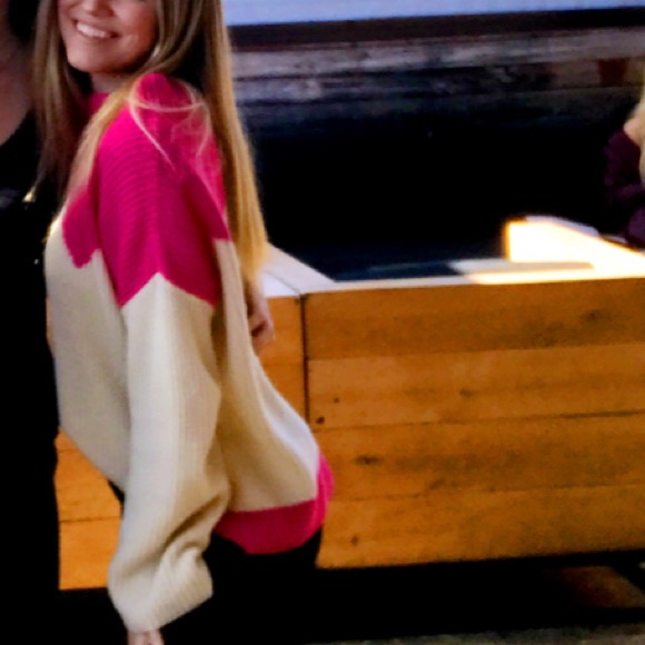 J CREW pink and cream mock neck sweater - Picture 4 of 4